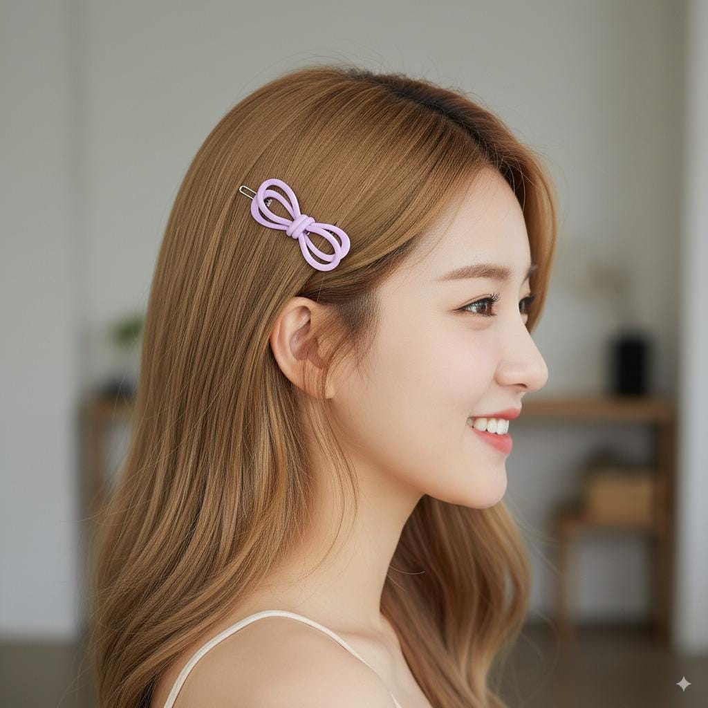 Pure Color Twin Ribbon Bobby Pin (2.2 Inch) / Tortoise Shell French Hair Pin Clip / Hair Accessory for Woman / Bow Barrette