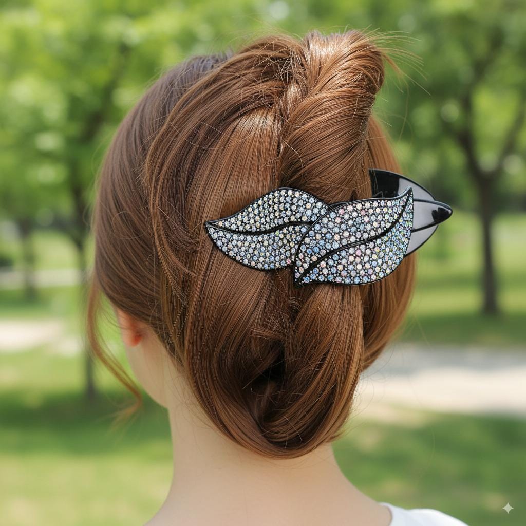 Leaf Shape Big Clip Hair Claw with Cubic / Tortoise Shell Hair Comb Barrette / Clincher Comb Hair Accessory