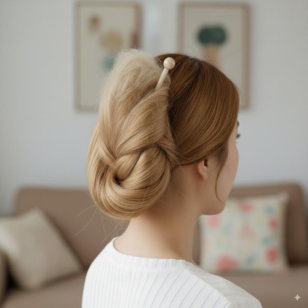 Tortoise Shell Big Bead Hair Stick (7.5 Inch) / Vintage French Hair Pin / Hair Fork for Thick Hair