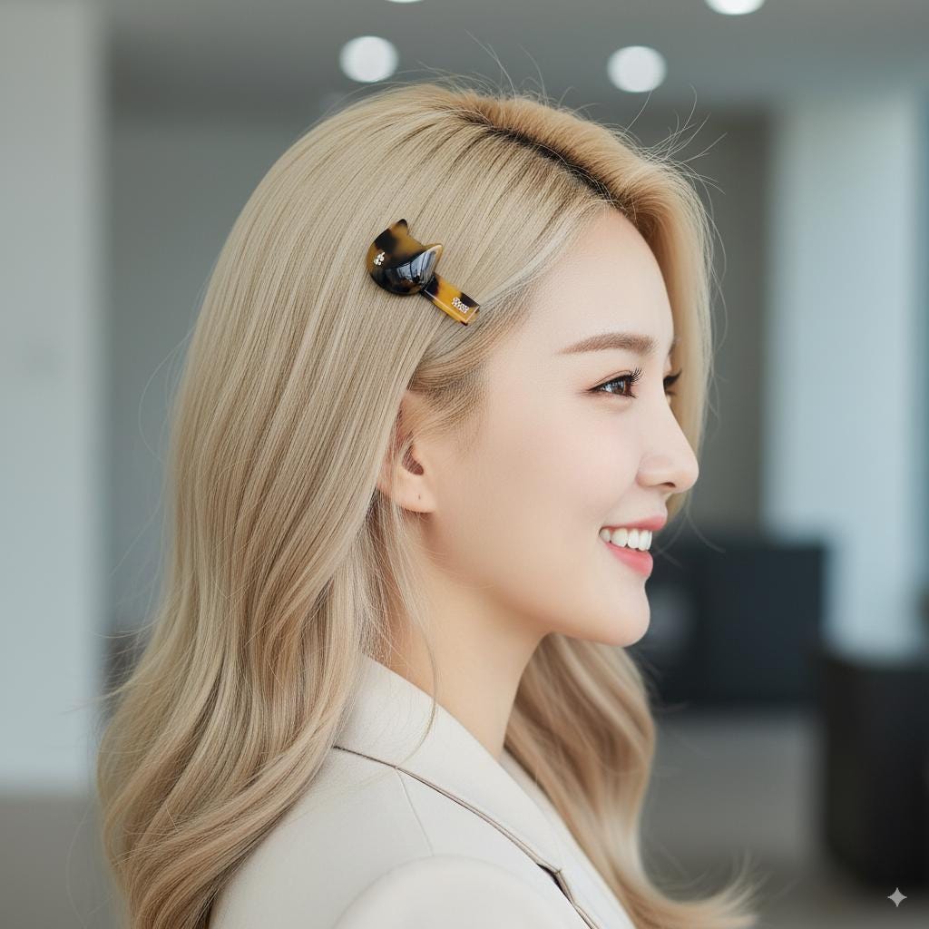 Convex Simple Cat Mini Hair Claw Clip (1.9 Inch) / Alligator Hair Clip for Woman / French Barrette for Girls