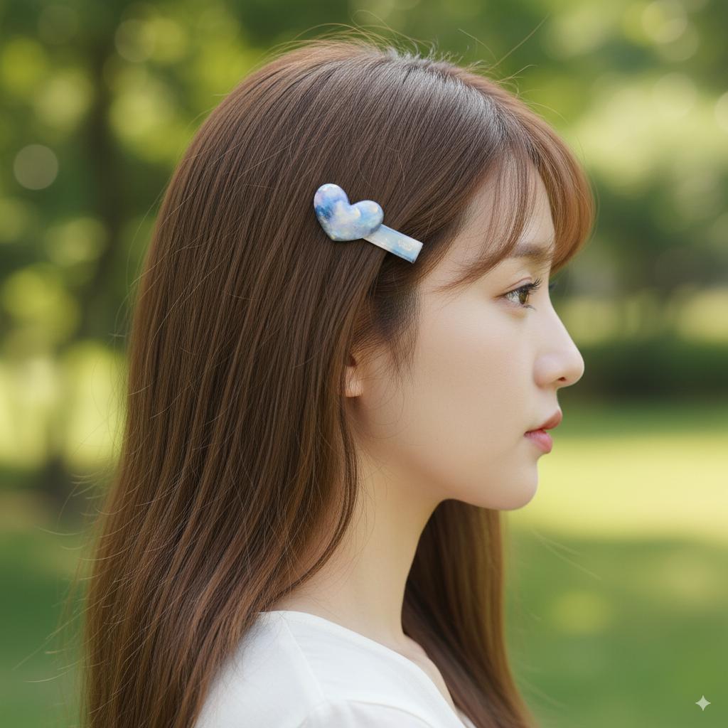 Convex Simple Heart Mini Hair Claw Clip (2.0 Inch) / Alligator Hair Clip for Woman / French Barrette for Girls