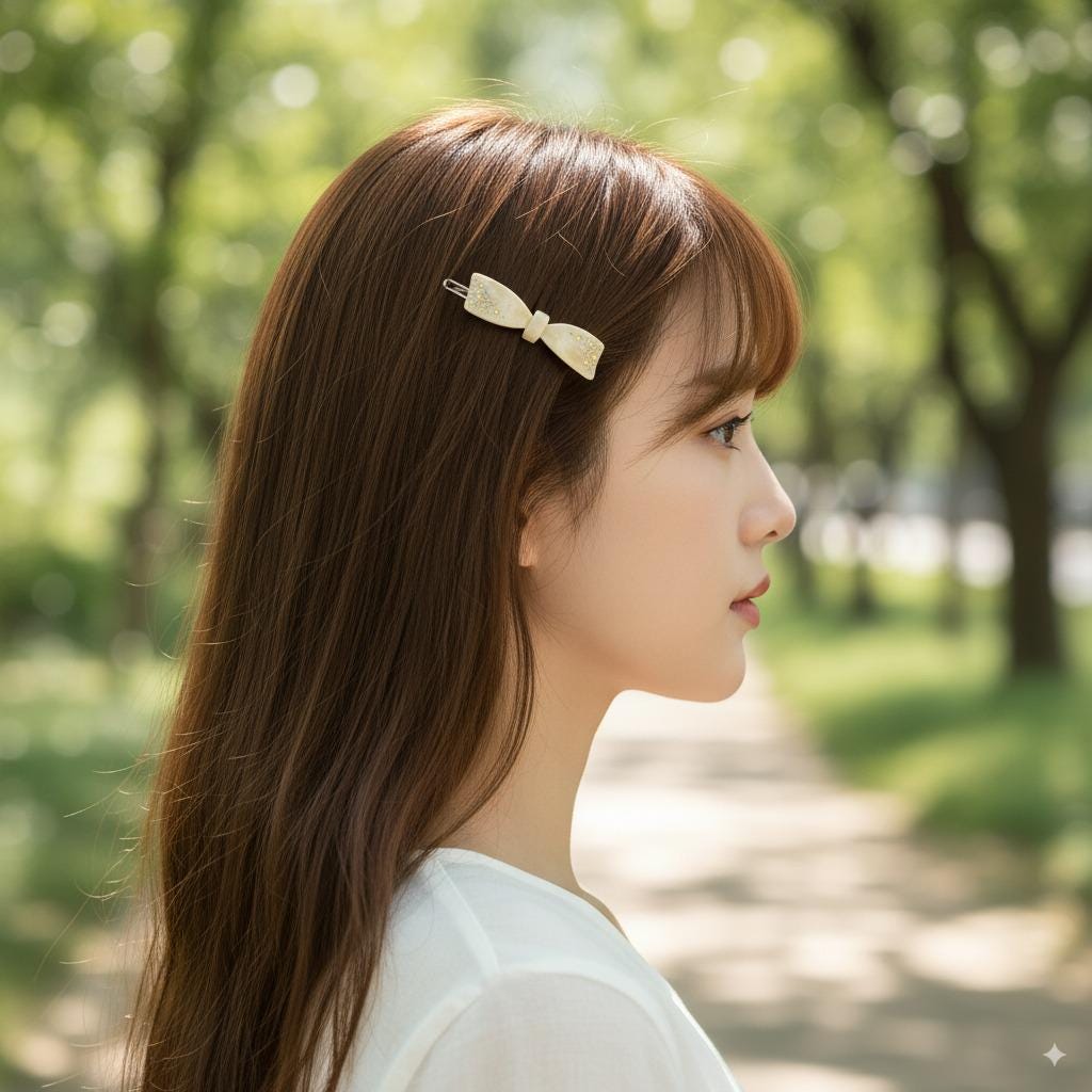 Cubic Diagonal Mini Ribbon Bobby Pin (2.2 Inch) / Tortoise Marble French Hair Pin Clip / Hair Accessory for Woman / Bow Barrette