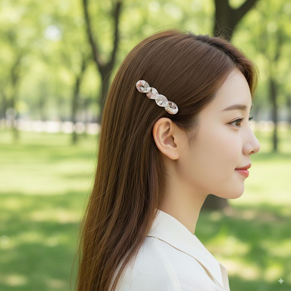 Marble Twist Mini Hair Clip (2.6 Inch) / Cute Cellulose French Hair Pin / Hair Accessory for Woman