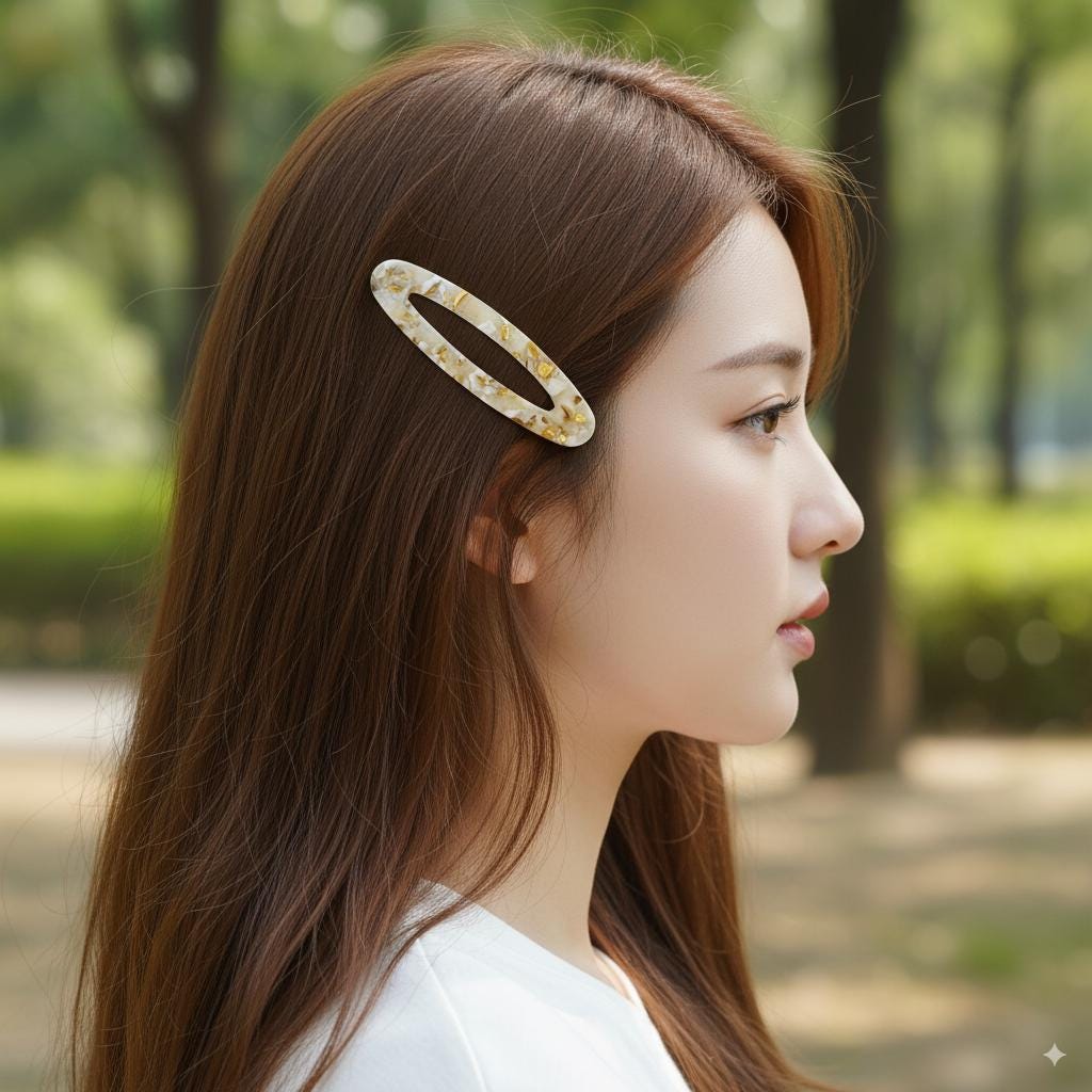 Tortoise Shell Aurora Long Oval Snap Clip (3.3 Inch) / French Hairgrip Barrette / French Hair Pin / Tic Tac Hair Clip Pin