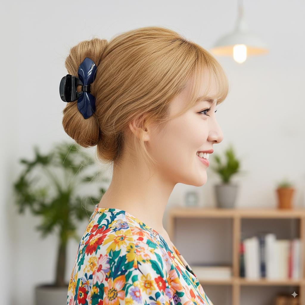 Romance Ribbon Updo Hair Claw Clip (4.0 Inch) / Elegance French Hair Pin / Hair Barrette for Woman