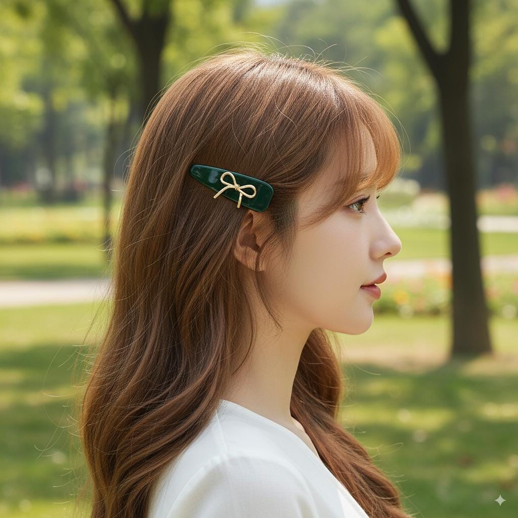Gold Ribbon Triangle Mini Hair Claw Clip (2.2 Inch) / Tortoise Shell Frech Pin / Alligator Hair Clip for Woman