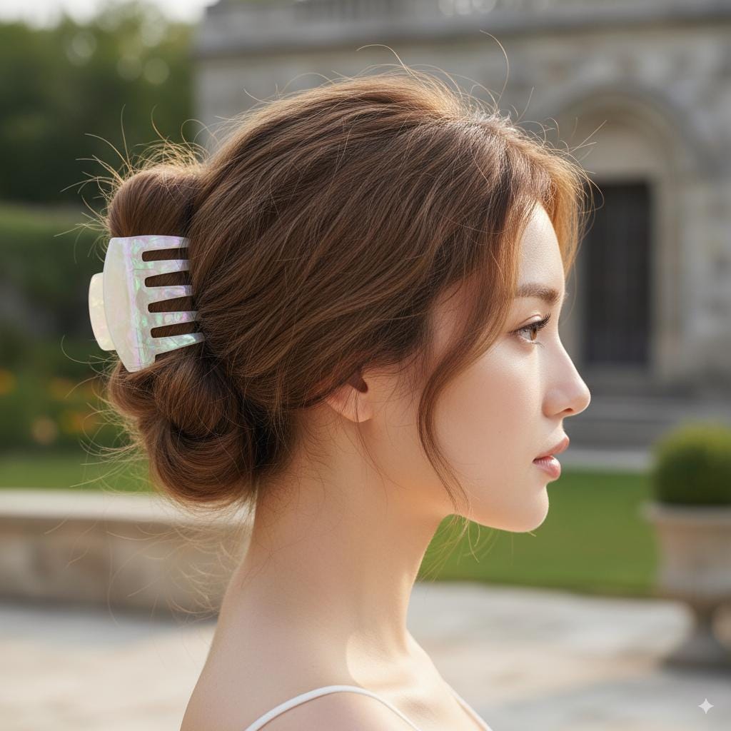Curve Bella Half Updo Hair Claw (3.0 Inch) / Elegance French Hair Pin / Hair Barrette for Woman