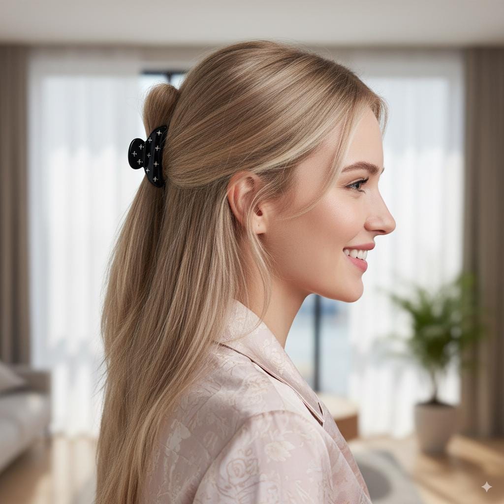 New Color Half Moon Cubic Point Double Small Hair Claw (1.9 Inch) / Vivid Color French Pin / Alligator Hair Clip for Woman