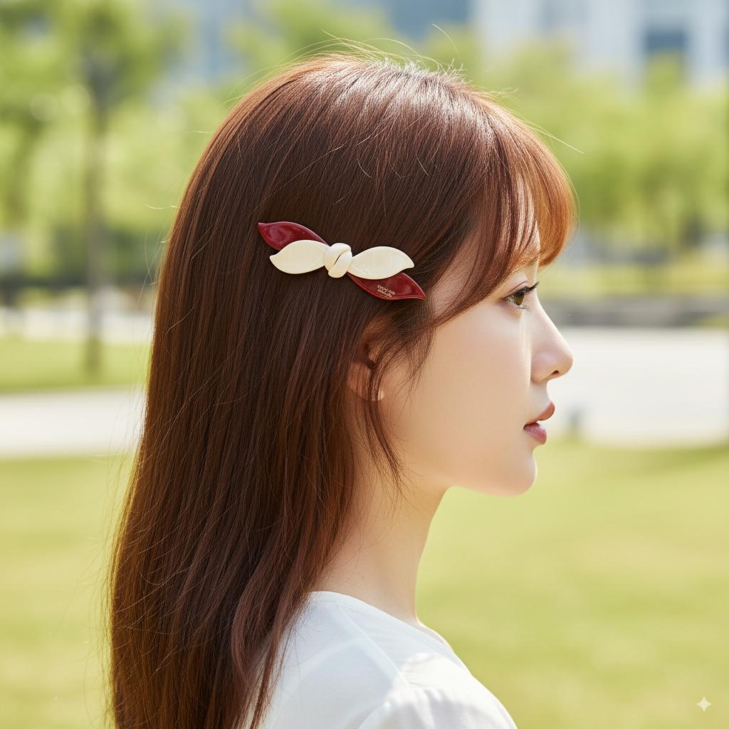 New Color Double Wave Ribbon Side Hair Clip (3.7 Inch) / Elegance Leopard French Hair Pin / Hair Accessory for Woman / Automatic Hair Clip