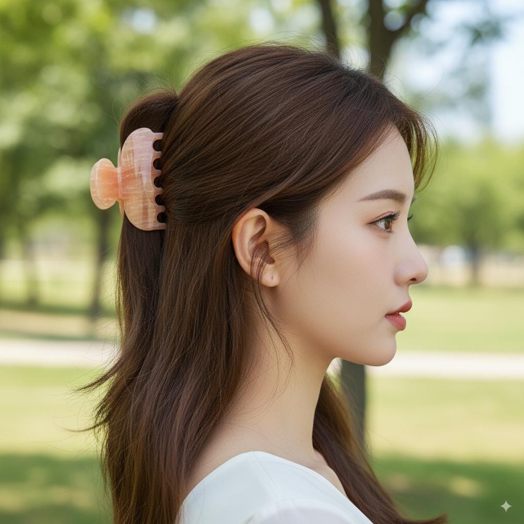 Luxurious Simple Half Moon Half-Tie Hair Claw Clip (2.4 Inch) / Tortoise Shell French Hair Claw / Hair Barrette for Woman