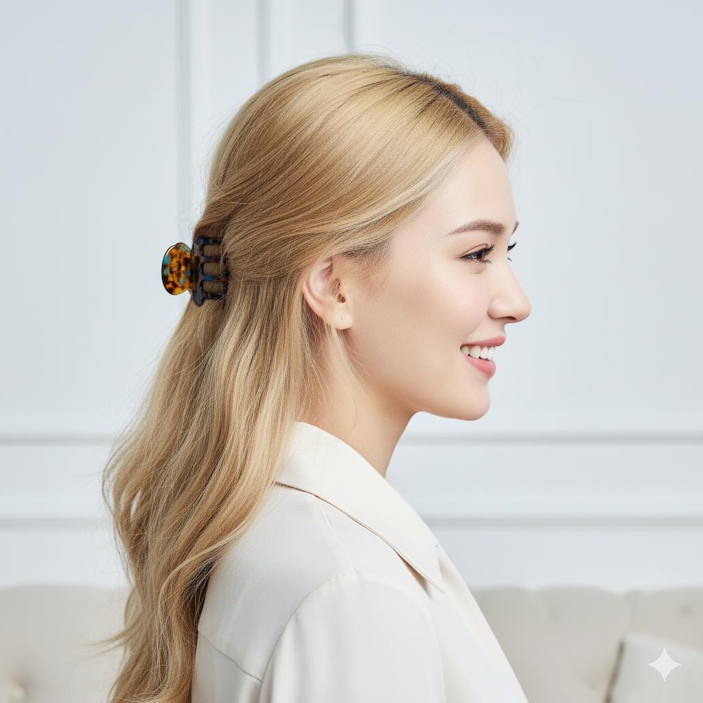 Leopard Aurora Hook Hair Claw Clip (1.8 Inch) / Tortoise Shell Medium Size Ponytail Holder / Hair Barrette for Woman