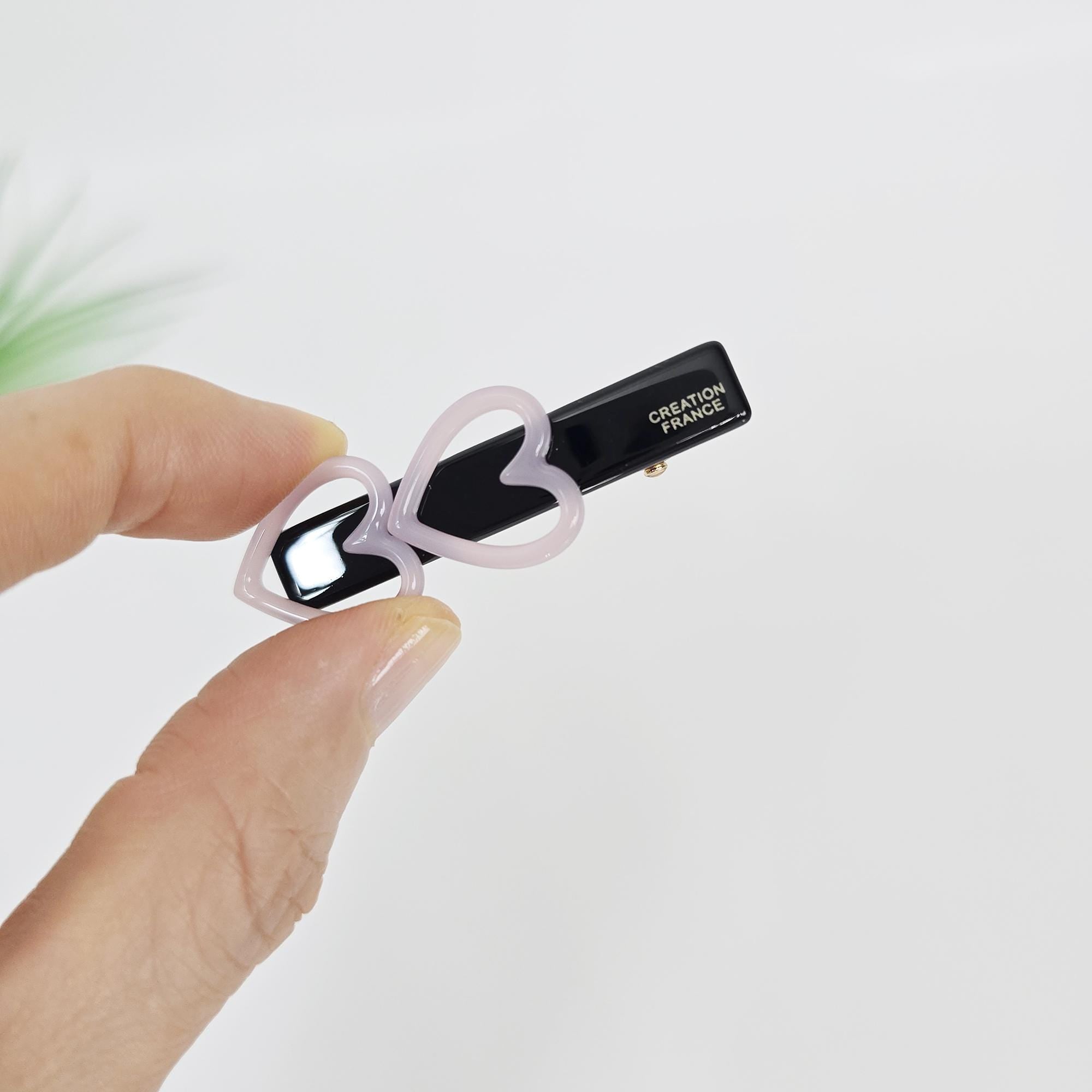 Twin Mini Heart Straight Side Hair Claw Clip (2 Inch) / Vivid Color French Pin / Alligator Hair Clip for Woman