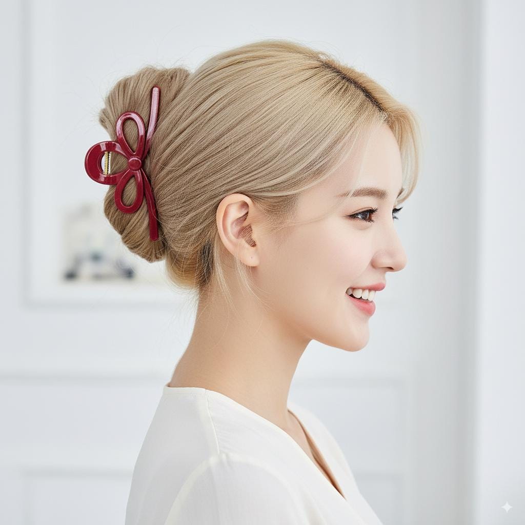 Romance Ribbon Twist Updo Hair Claw Clip (5.1 Inch) / Elegance French Hair Pin / Hair Barrette for Woman