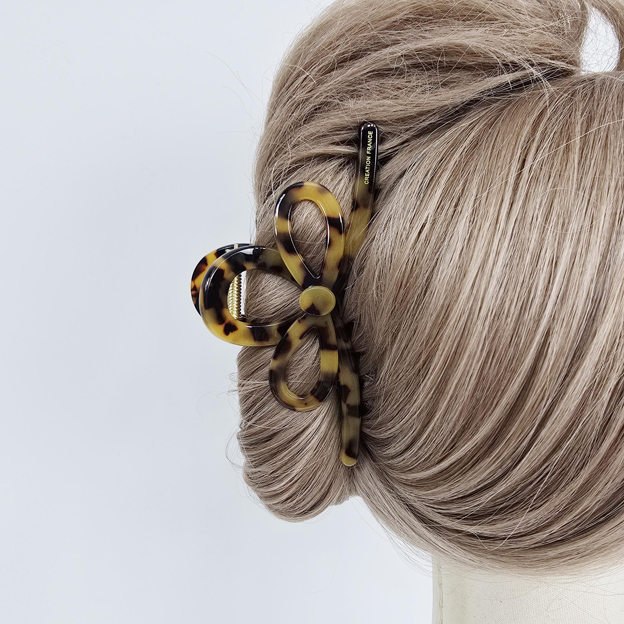 Romance Ribbon Twist Updo Hair Claw Clip (5.1 Inch) / Elegance French Hair Pin / Hair Barrette for Woman