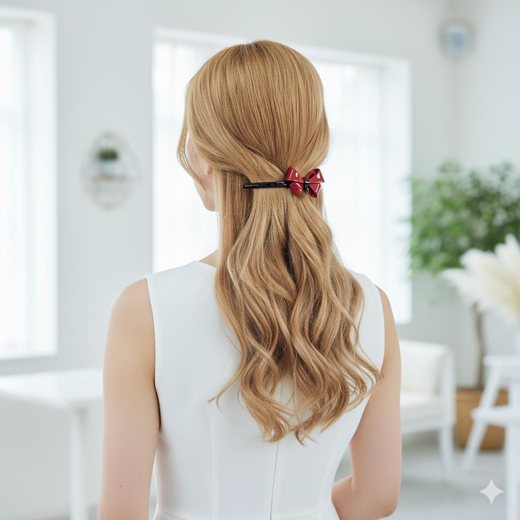 Tortoise Shell Bold Butterfly Ribbon Hair Barrette (4.7 Inch) / Leopard French Hair Pin / Hair Accessory for Woman / Automatic Hair Clip