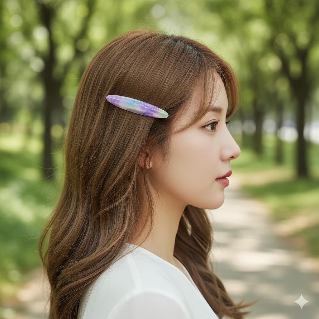 Pure Color Oval Hair Barrette (2.8 Inch) / Luxurious Tortoise Shell French Hair Pin / Automatic Hair Clip