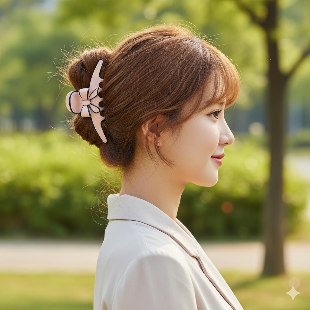 Pastel Color Ribbon Long Slim Hair Claw Clip (4.1 Inch) / Luxurious French Hair Pin / Hair Accessory for Woman