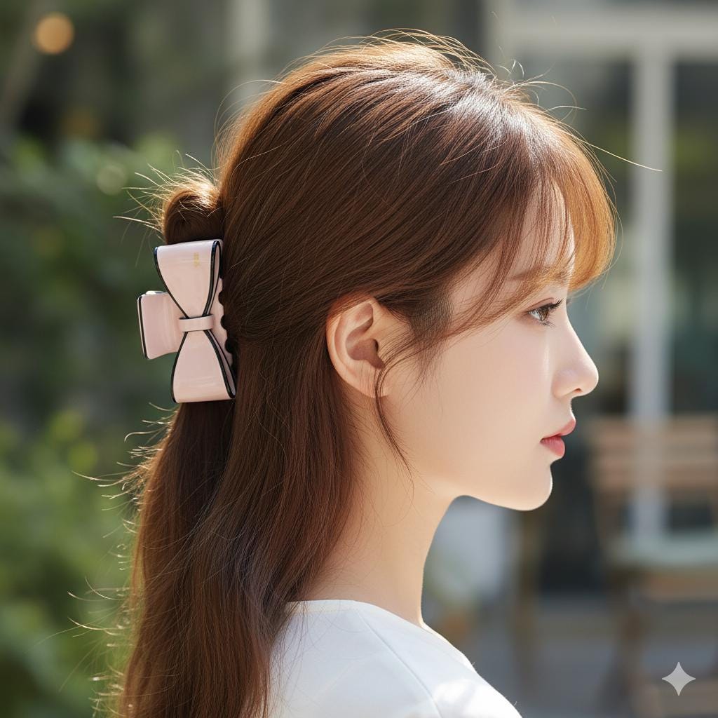 Pastel Color Large Bow Ribbon Hair Claw Clip (3.0 Inch) / Luxurious French Hair Pin / Hair Accessory for Woman