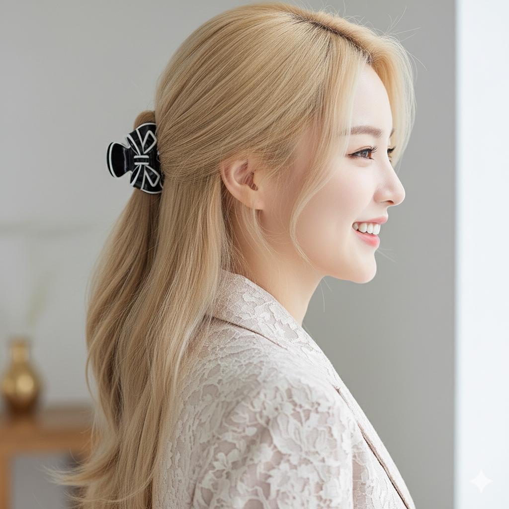 Pastel Color Balance Ribbon Hair Claw Clip (1.8 Inch) / Colorful French Hair Pin / Hair Accessory for Woman