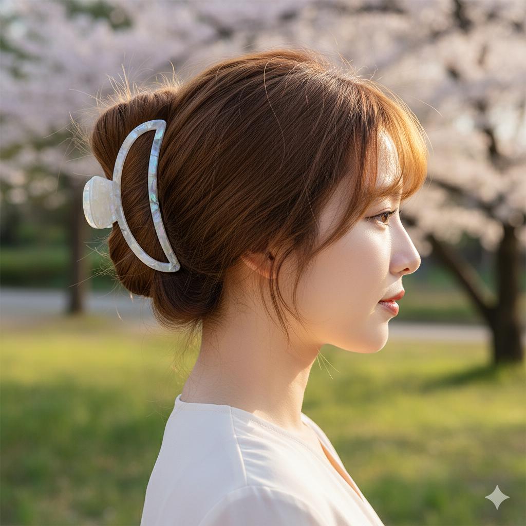 Pure Color Long Half Moon Large Hair Claw Clip (4.7 Inch) / Simple French Hair Pin / Hair Accessory for Woman / Jumbo Hair Clip