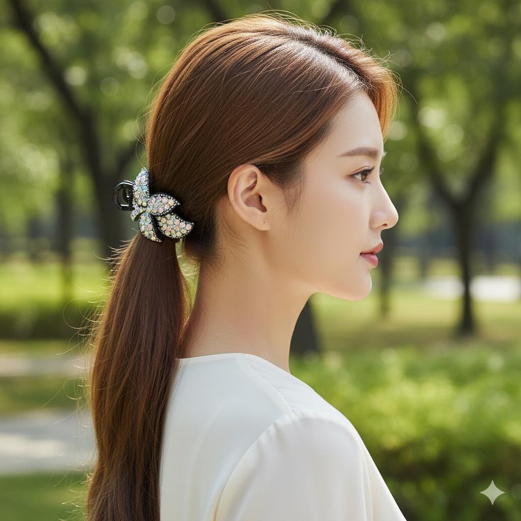 Gorgeous Big Crystal Hair Barrette (4.1 Inch) / Luxurious French Hair Pin / Automatic Hair Clip