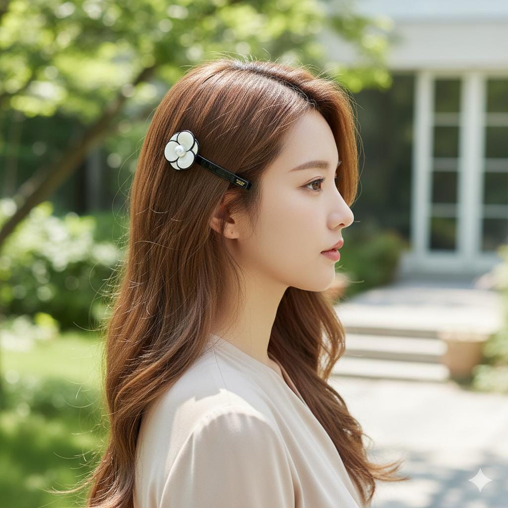 Pansy Flower Hair Claw Clip with Pearl (3.3 Inch) / Cute French Hair Pin / Alligator Hair Clip for Woman / Mini French Barrette for Girls