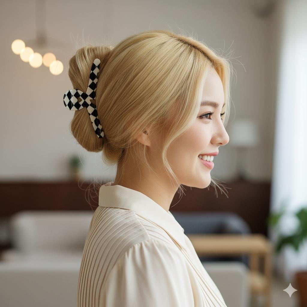 Black and White Checker Board Hair Clip / Simple French Hair Pin / Hair Accessory for Woman