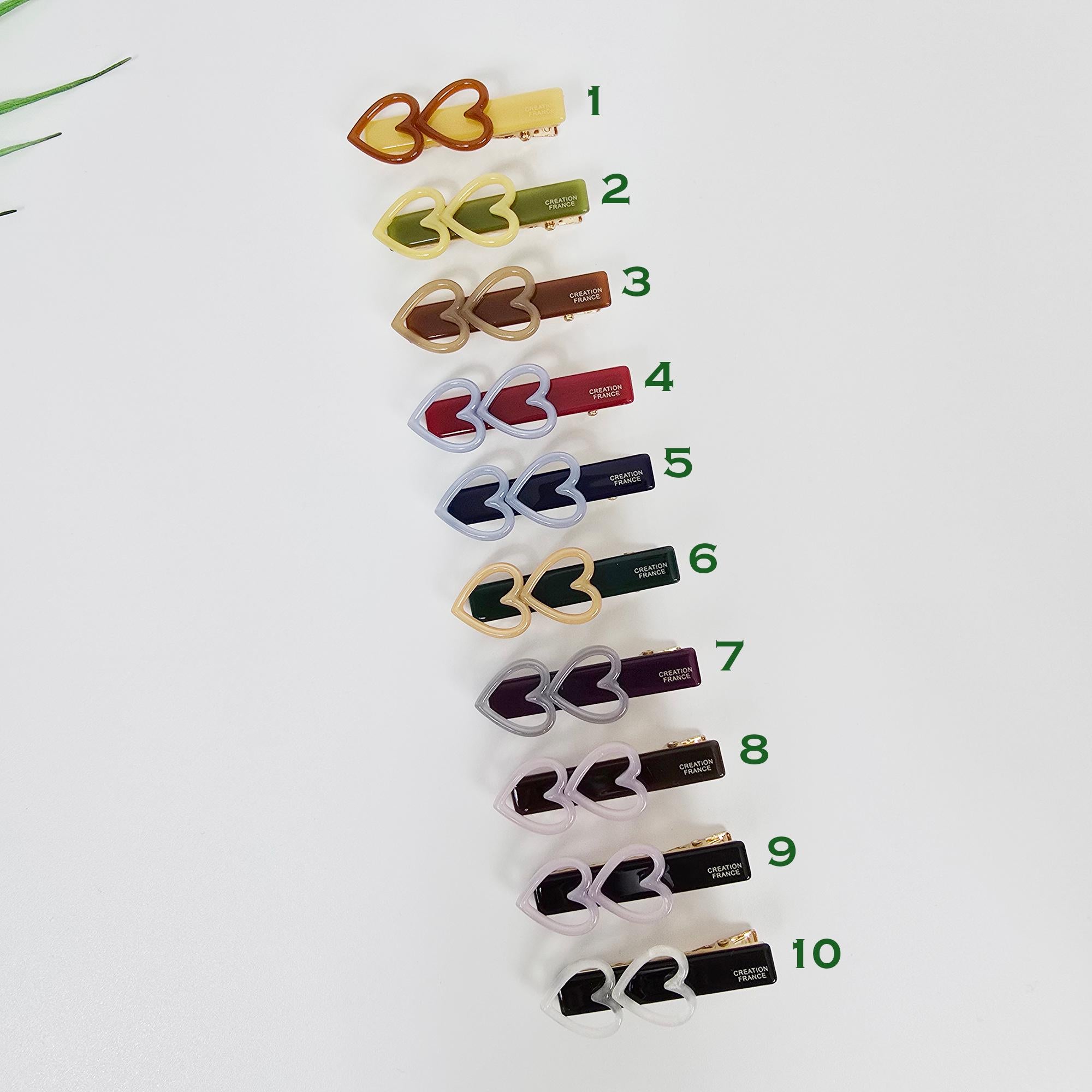 Twin Mini Heart Straight Side Hair Claw Clip (2 Inch) / Vivid Color French Pin / Alligator Hair Clip for Woman