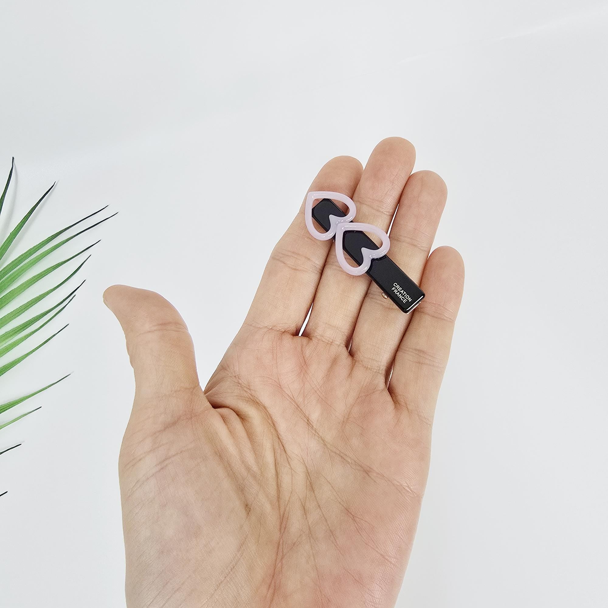 Twin Mini Heart Straight Side Hair Claw Clip (2 Inch) / Vivid Color French Pin / Alligator Hair Clip for Woman