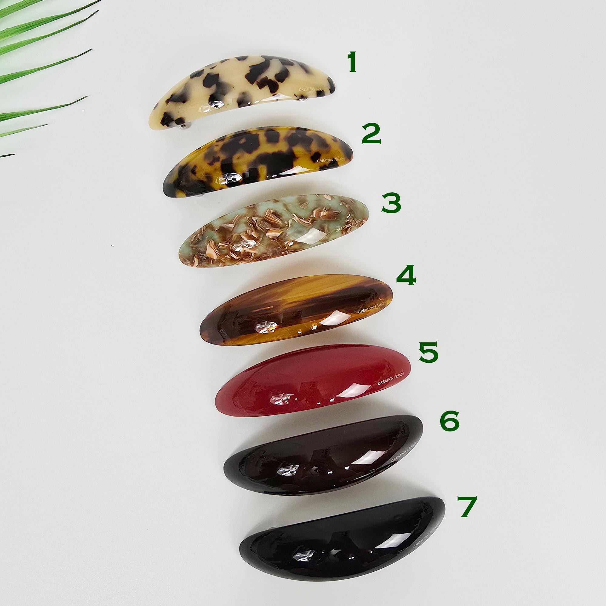 Round Oval Curve Half Updo Barrette (3.7 Inch) / Elegance French Hair Pin / Automatic Hair Clip