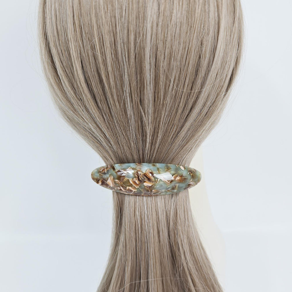 Round Oval Curve Half Updo Barrette (3.7 Inch) / Elegance French Hair Pin / Automatic Hair Clip