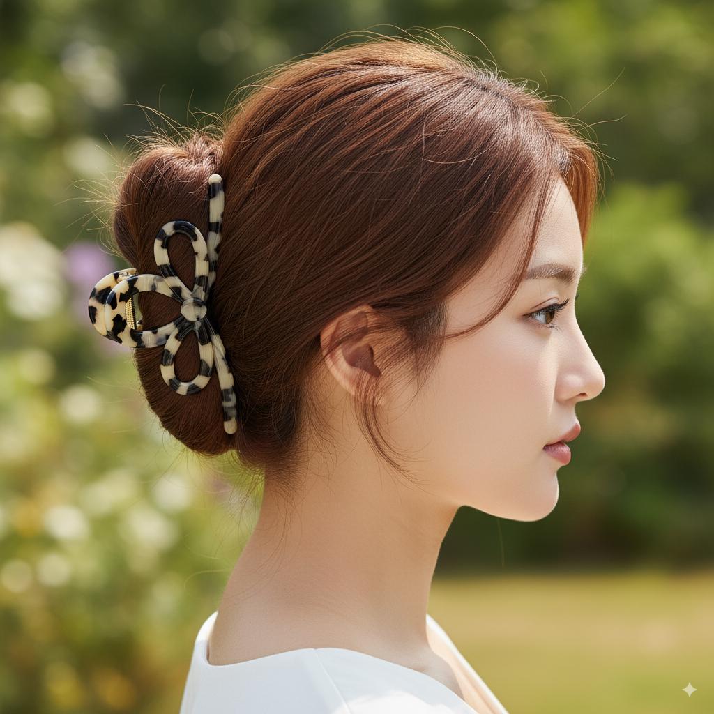 Romance Ribbon Twist Updo Hair Claw Clip (5.1 Inch) / Elegance French Hair Pin / Hair Barrette for Woman