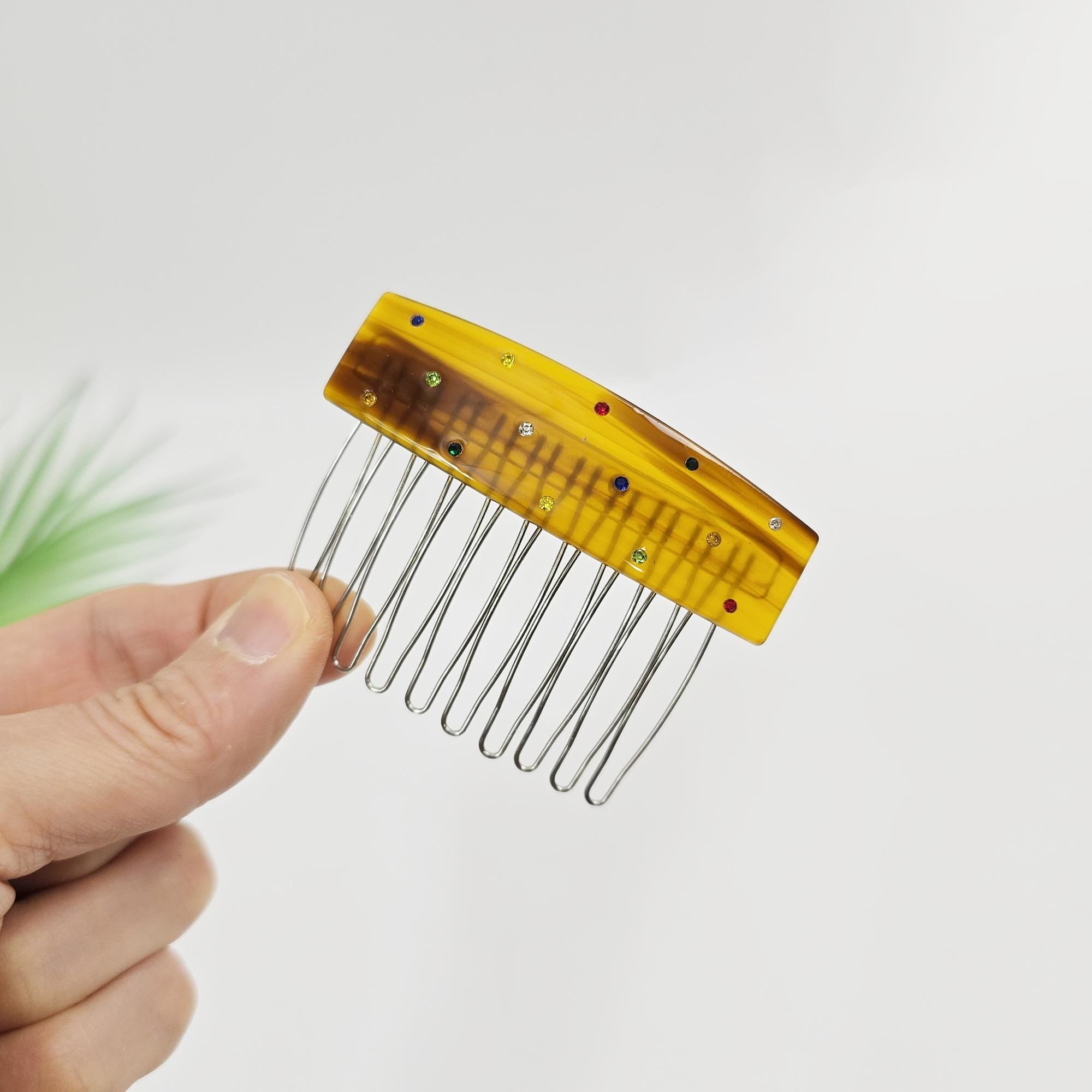 Lucie Cubic Point Non-Slip Hair Comb Pin (2.8 Inch) / Tortoise Shell Hair Pin / Hair Fork for Woman