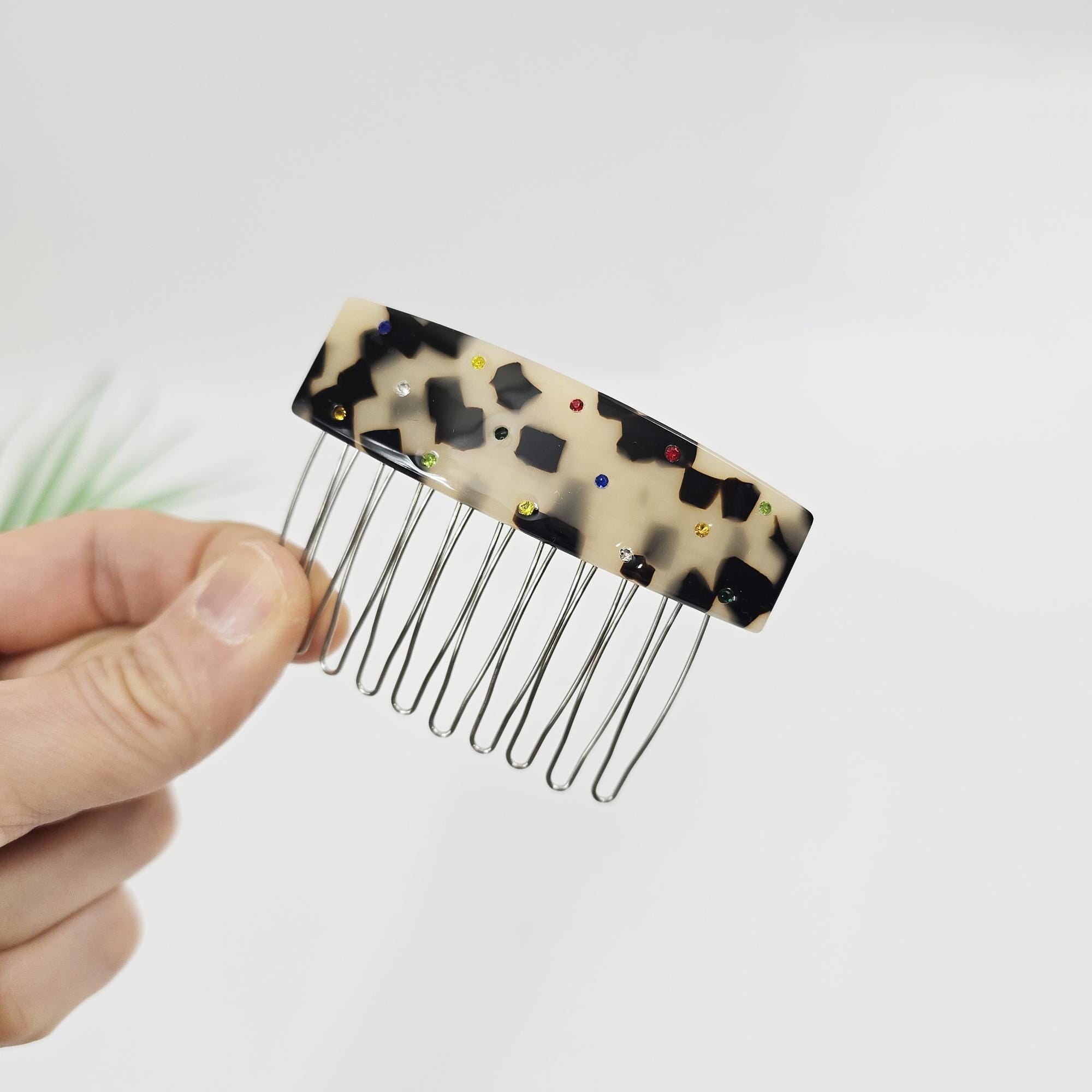 Lucie Cubic Point Non-Slip Hair Comb Pin (2.8 Inch) / Tortoise Shell Hair Pin / Hair Fork for Woman