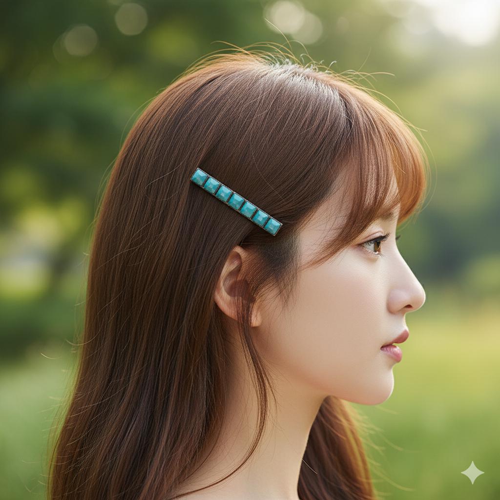 Vintage Antique Formica Mini Square Hair Claw Clip (2.4 Inch) / Vivid Color Hair Pin / Alligator Hair Clip for Woman