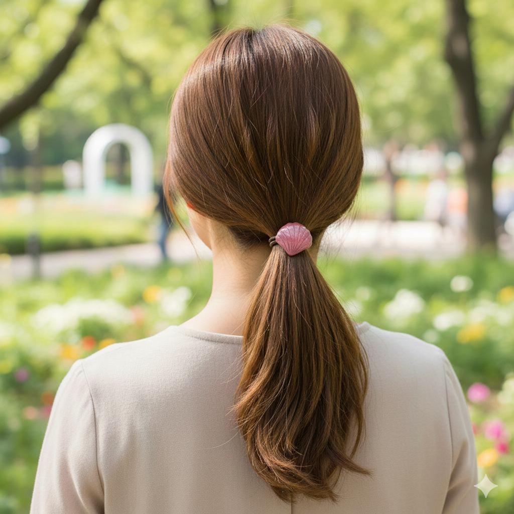 Velvet Aurora Mini Shell Ponytail Hair Tie (1.0 Inch) / Simple Cute Ponytail Holder / Hair Accessory for Woman / French Hair Tie
