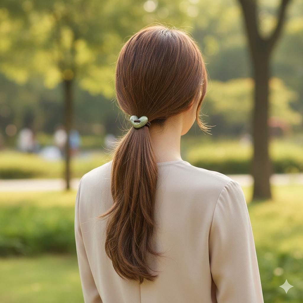 Velvet Aurora Convex Heart Stitch Elastic Hair Tie (1.3 Inch) / Simple Cute Ponytail Holder / Hair Accessory for Woman / French Hair Tie