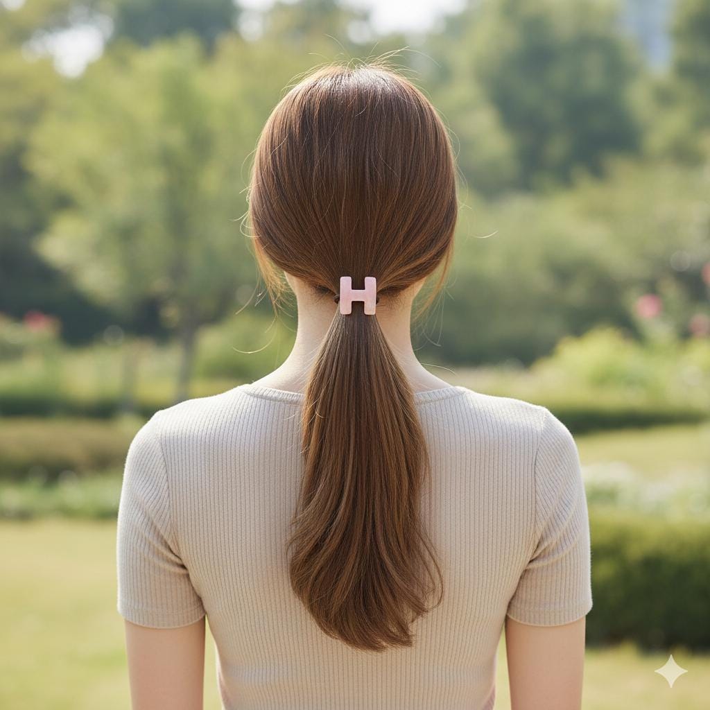 Velvet Aurora H Point Elastic Hair Tie / Simple Cute Ponytail Holder / Hair Accessory for Woman / French Hair Tie