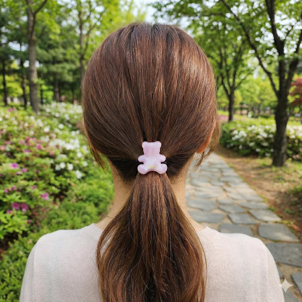 Ice Teddy Bear Hair Tie / Simple Cute Ponytail Holder / Hair Accessory for Woman