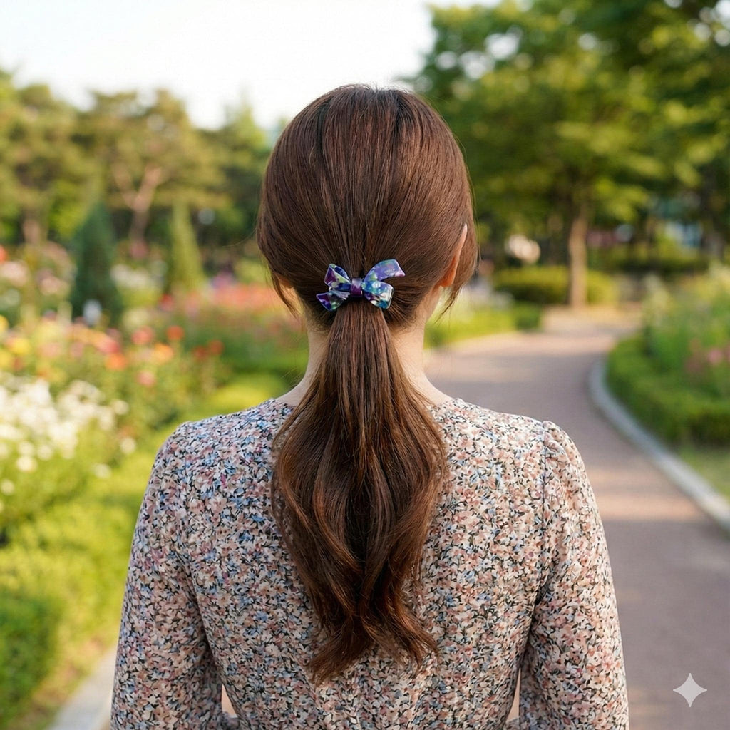 Leopard Aurora Double Ribbon Hair Tie / Cute French Hair Pin / Hair Accessory for Woman / Hair Barrette