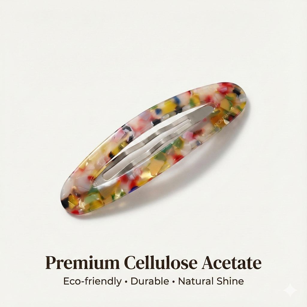 Tortoise Shell Aurora Long Oval Snap Clip (3.3 Inch) / French Hairgrip Barrette / French Hair Pin / Tic Tac Hair Clip Pin