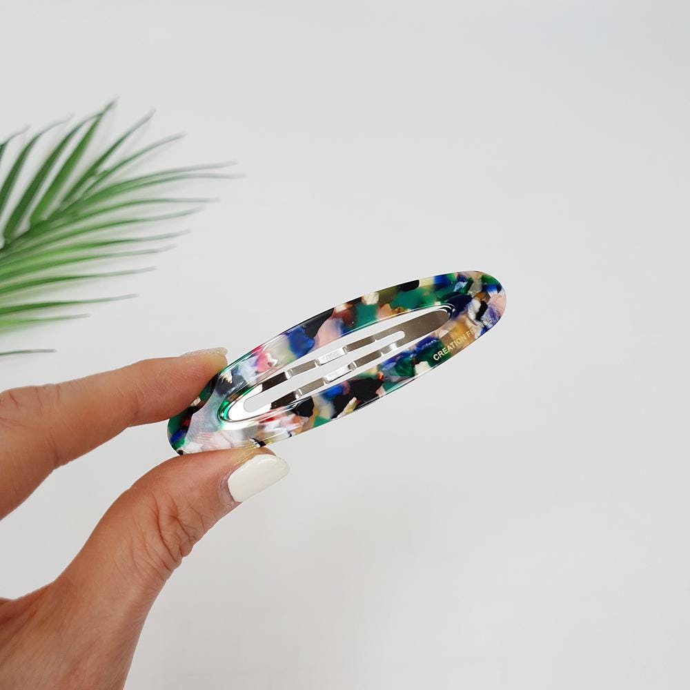 Tortoise Shell Aurora Long Oval Snap Clip (3.3 Inch) / French Hairgrip Barrette / French Hair Pin / Tic Tac Hair Clip Pin