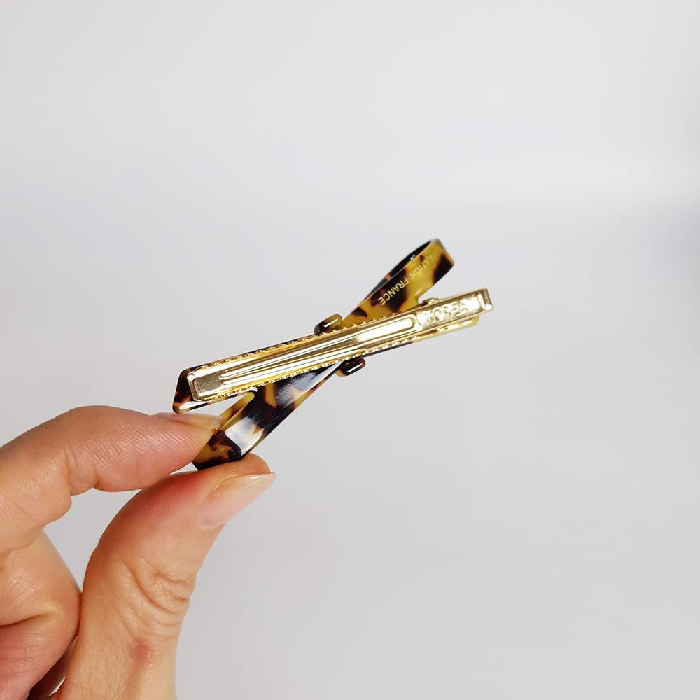 Tortoise Shell Simple Ribbon Alligator Hair Clip (2.8 Inch) / Leopard French Hair Pin / Hair Barrette for Woman