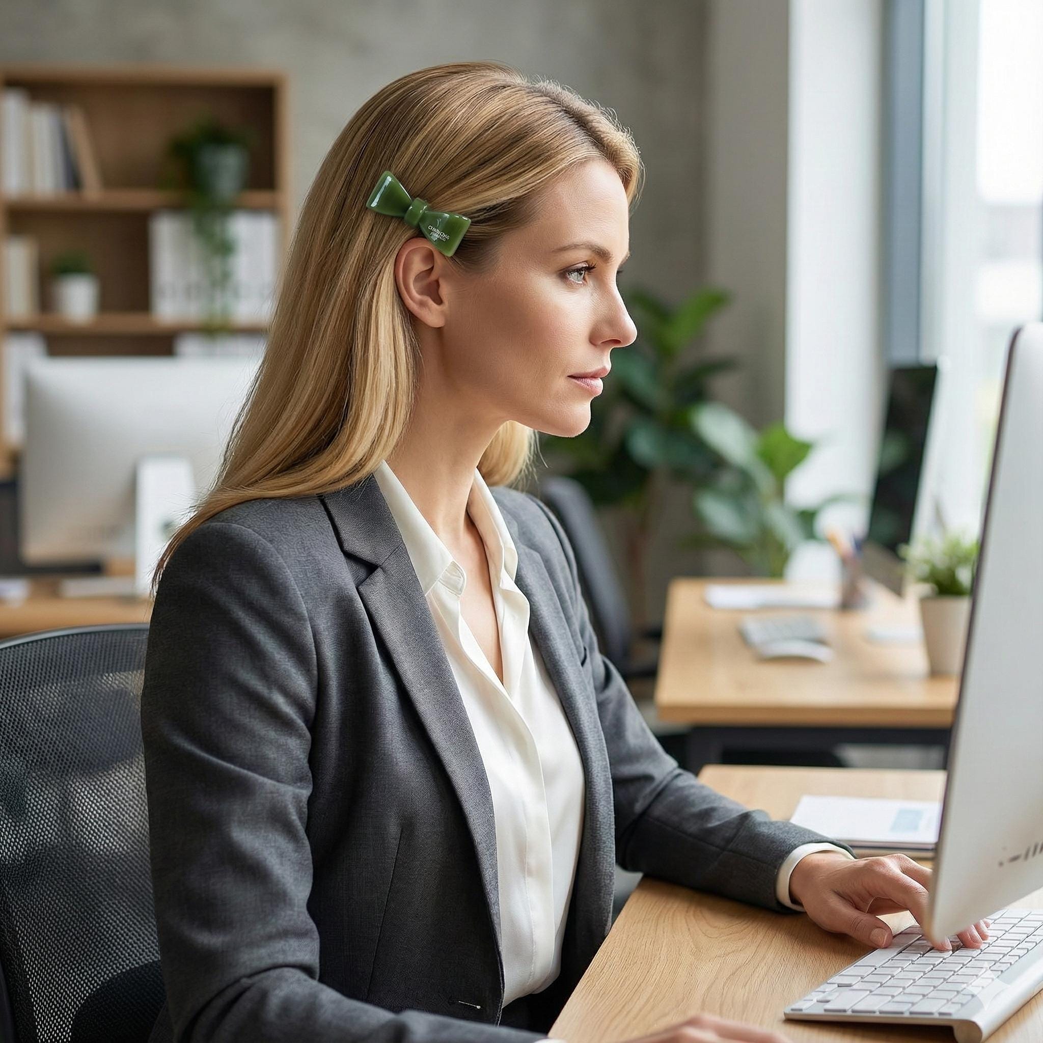 Mini Ribbon Hair Claw Clip (1.8 Inch) / Tortoise Shell Frech Pin / Alligator Hair Clip for Woman