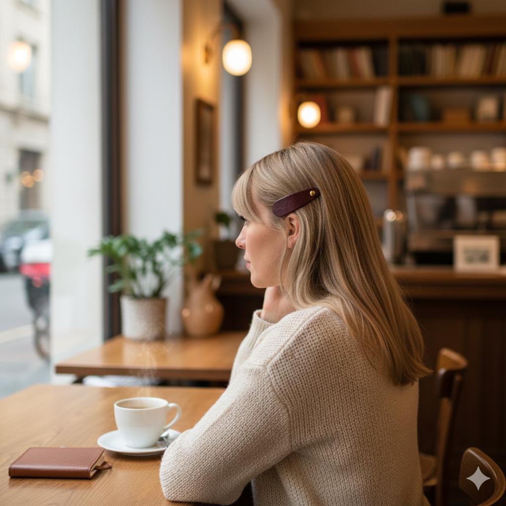 Soft Glossy Eco Leather Triangle Round Bobby Pin (3.3 Inch) / Cute Hairgrip Barrette / Tic Tac Hair Clip Pin