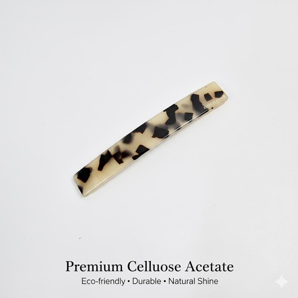 Simple Flat Straight Full and Half-Updo Hair Barrette (4.3 Inch) / Elegance Leopard French Hair Pin / Automatic Hair Clip
