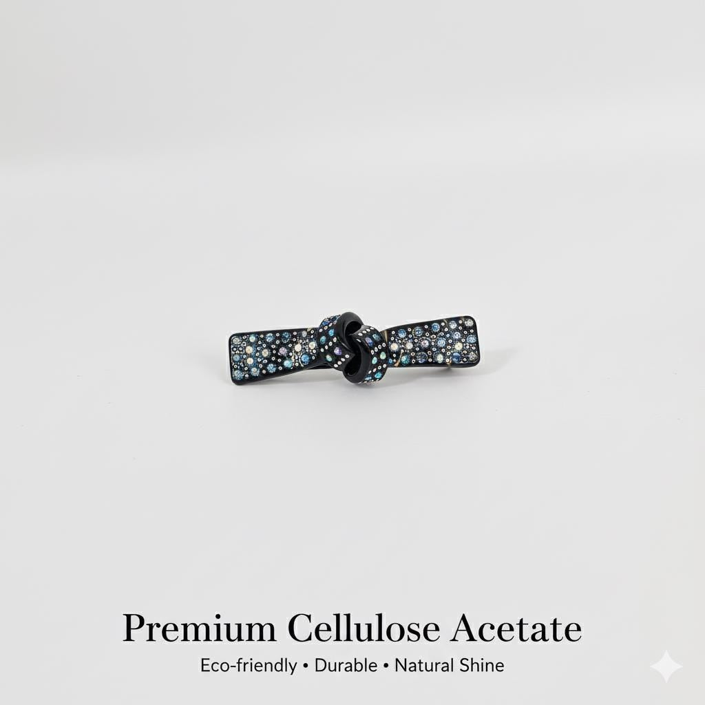 Cubic Stone Straight Knot Bobby Pin (2.0 Inch) / Tortoise Marble French Hair Pin Clip / Hair Accessory for Woman / Bow Barrette