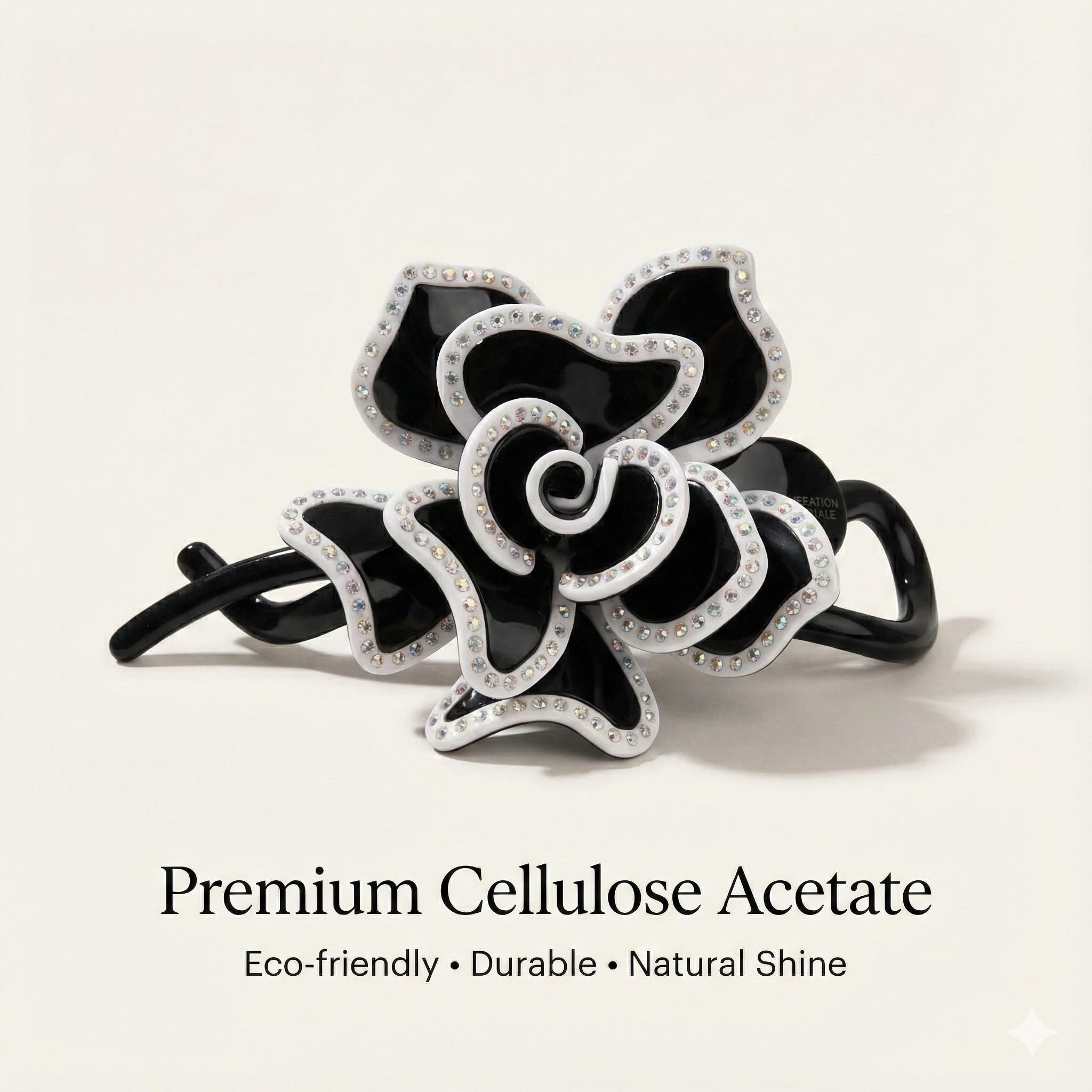 Pastel Color Volume Flower Banana Clip with Cubic Line / Luxurious French Hair Pin / Hair Comb Barrette for Woman