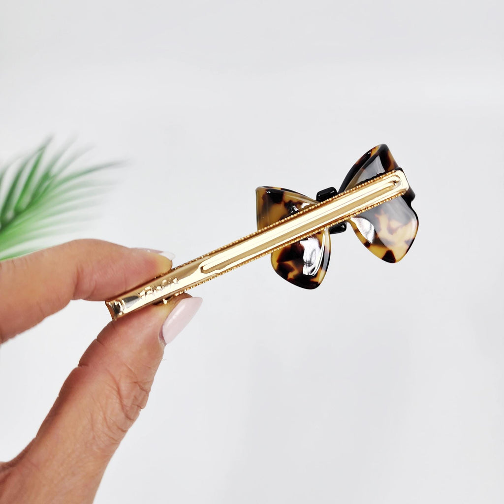 Leopard Bold Ribbon Hair Claw Clip (3.5 Inch) / Tortoise Shell French Hair Pin / Alligator Hair Clip for Woman