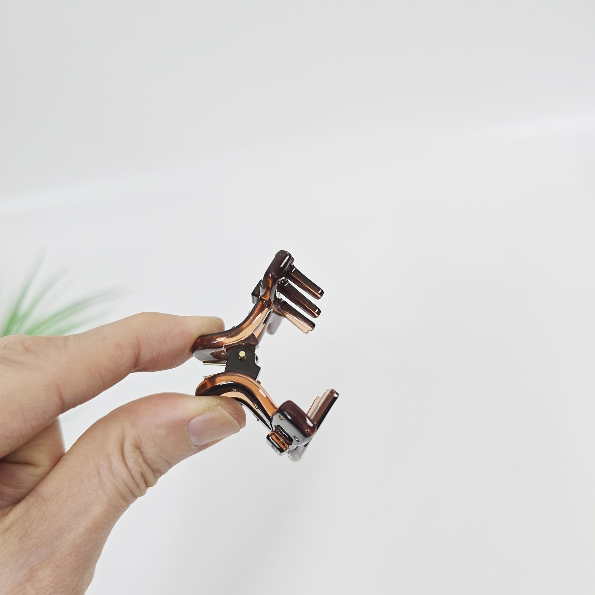 Twisted Acetate Claw (1.6 Inch) | French Pin | Korean Hair Clip | Small Rhinestone Jaw Clip Half Updo